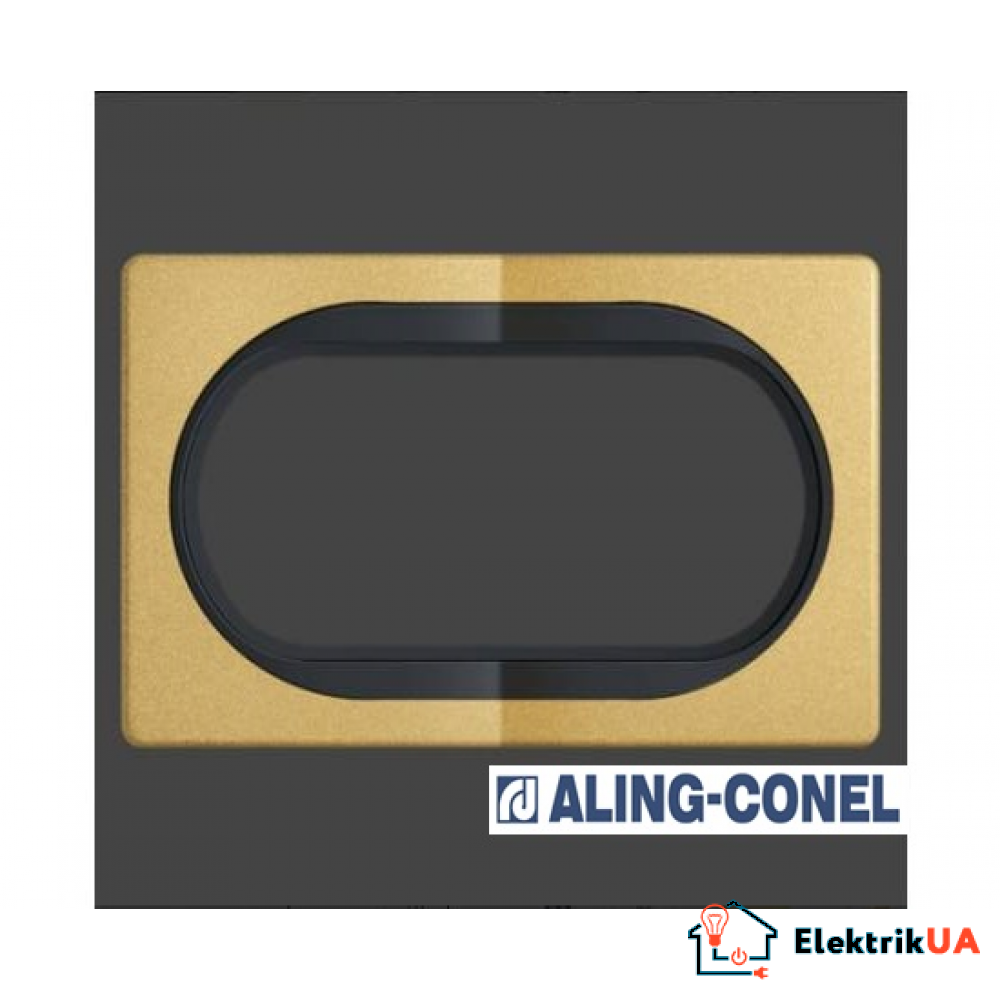 Рамка 1-а горизонт для 2-ї розетки, Aling-Conel EON (золотий-чорний)