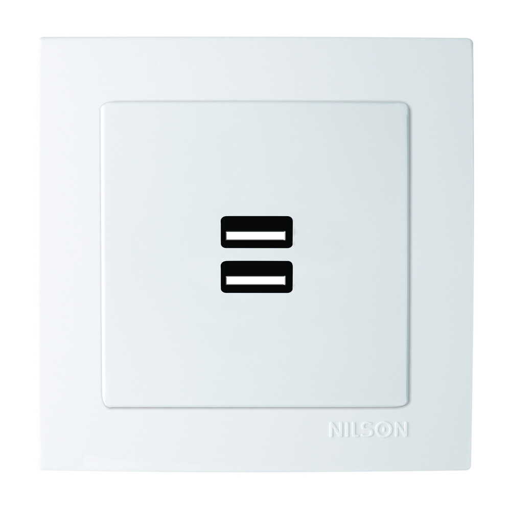 Розетка Nilson Touran біла 2-на USB