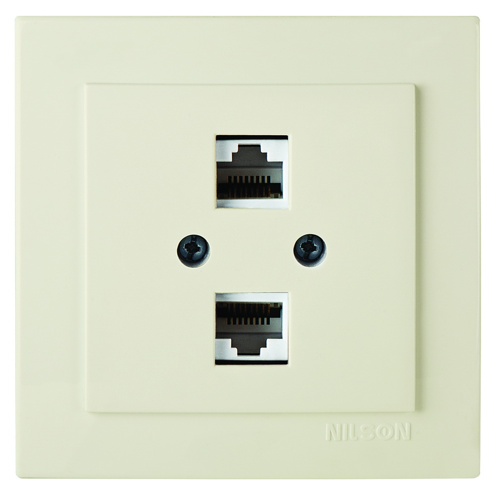 Розетка Nilson Touran кремова комп'ютерна 2-на CAT5e RJ45
