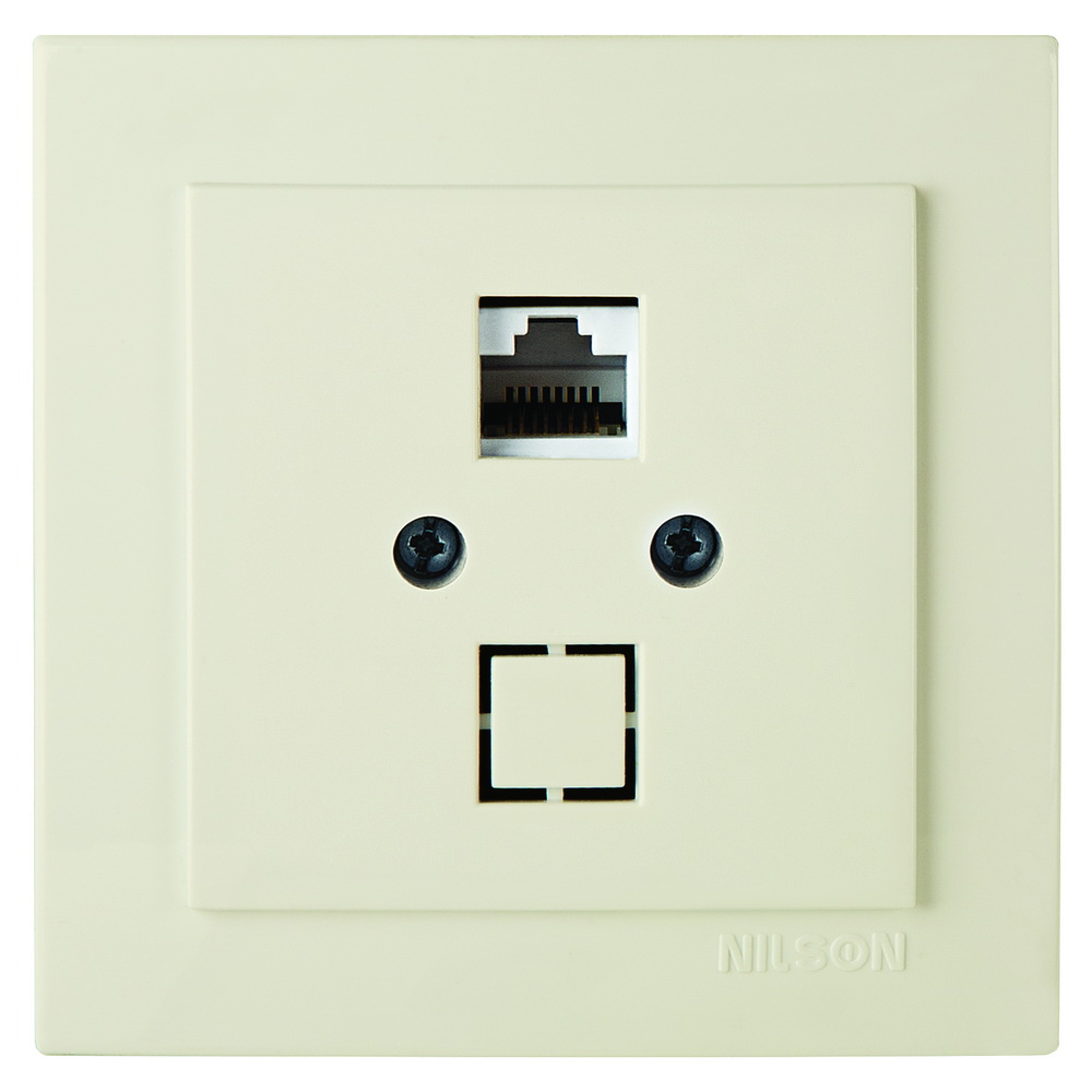 Розетка Nilson Touran кремова комп'ютерна CAT5e RJ45