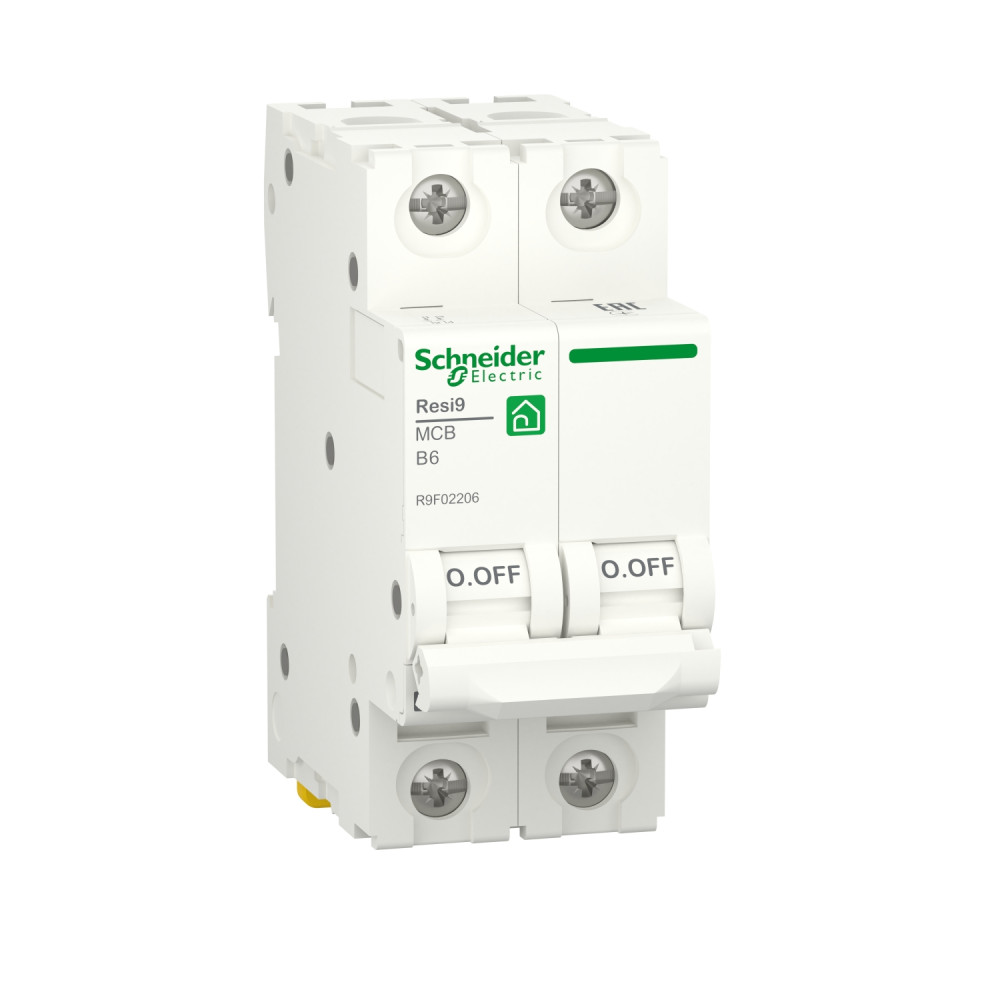 Автоматичний вимикач RESI9 Schneider Electric 6 А, 2P, крива В, 6кА