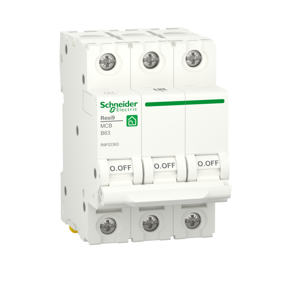Автоматичний вимикач RESI9 Schneider Electric 63 А, 3P, крива В, 6кА