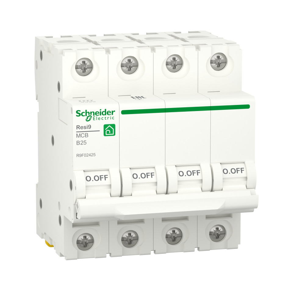 Автоматичний вимикач RESI9 Schneider Electric 25 А, 4P, крива В, 6кА
