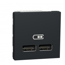 Розетка USB подвійна 2.1А 2 модулі антрацит