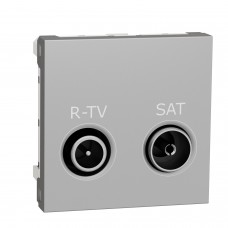 Розетка R-TV SAT прохідна,  2 модулі алюміній