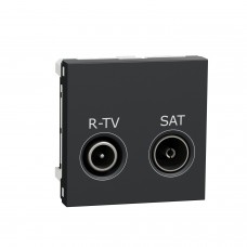 Розетка R-TV SAT прохідна,  2 модулі антрацит