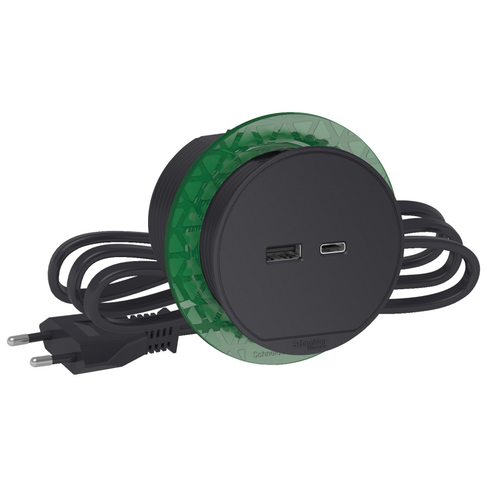 БЛОК РОЗЕТОК USB тип А + тип С антрацит