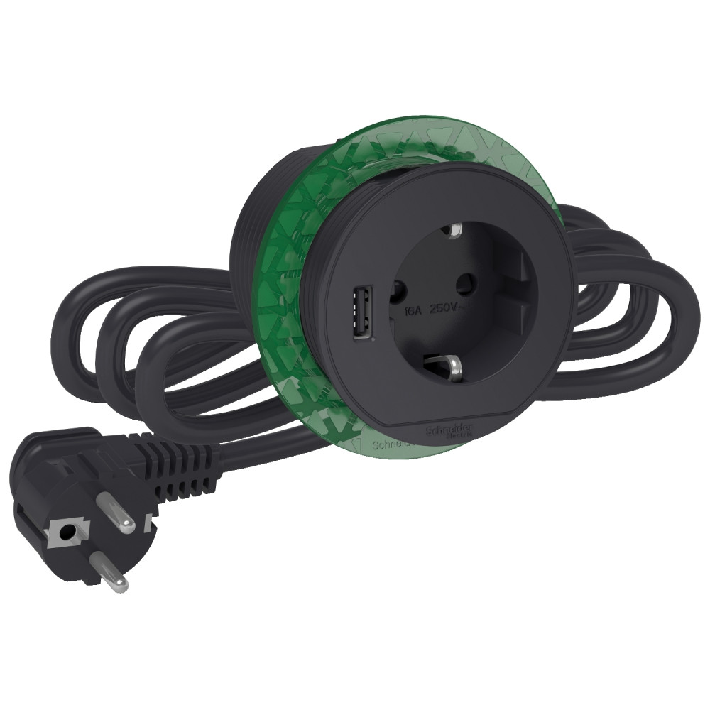 БЛОК РОЗЕТОК (2К+З)+USB тип А антрацит