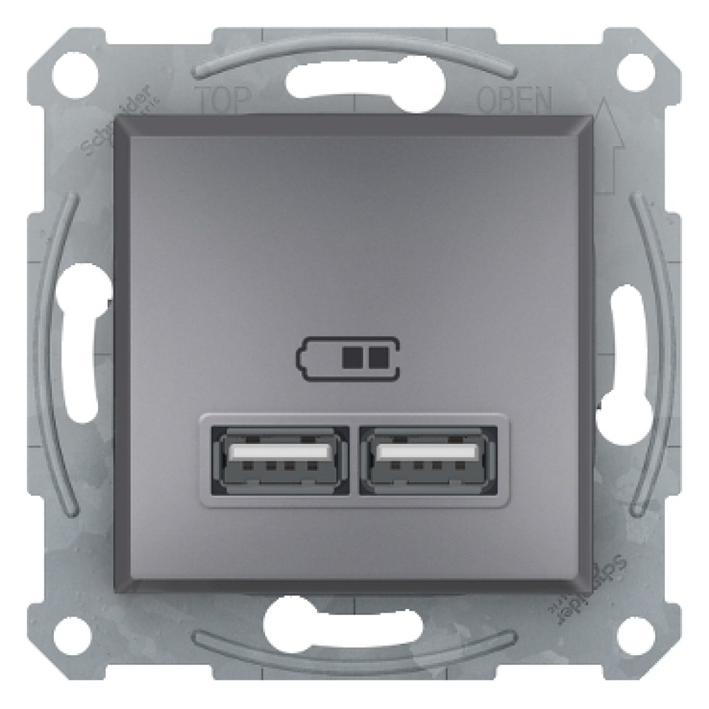 USB розетка 2, 1А Schneider Electric Asfora  Сталь EPH2700262