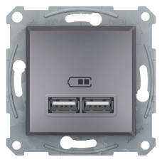 USB розетка 2, 1А Schneider Electric Asfora  Сталь EPH2700262