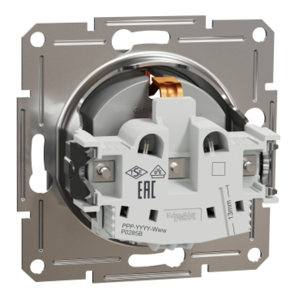 Розетка с заземлением 16А Schneider Electric Asfora Алюминий EPH2900161