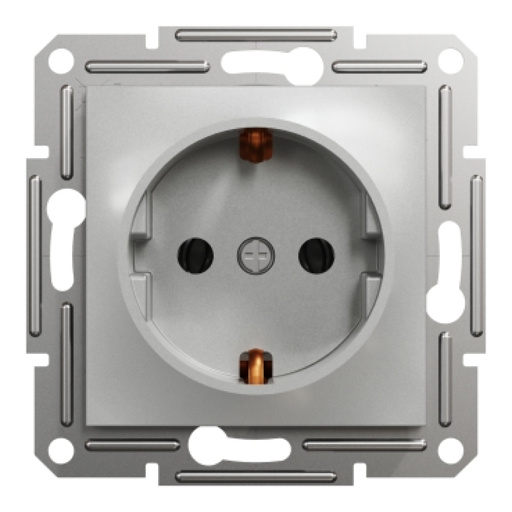 Розетка с заземлением 16А Schneider Electric Asfora Алюминий EPH2900161