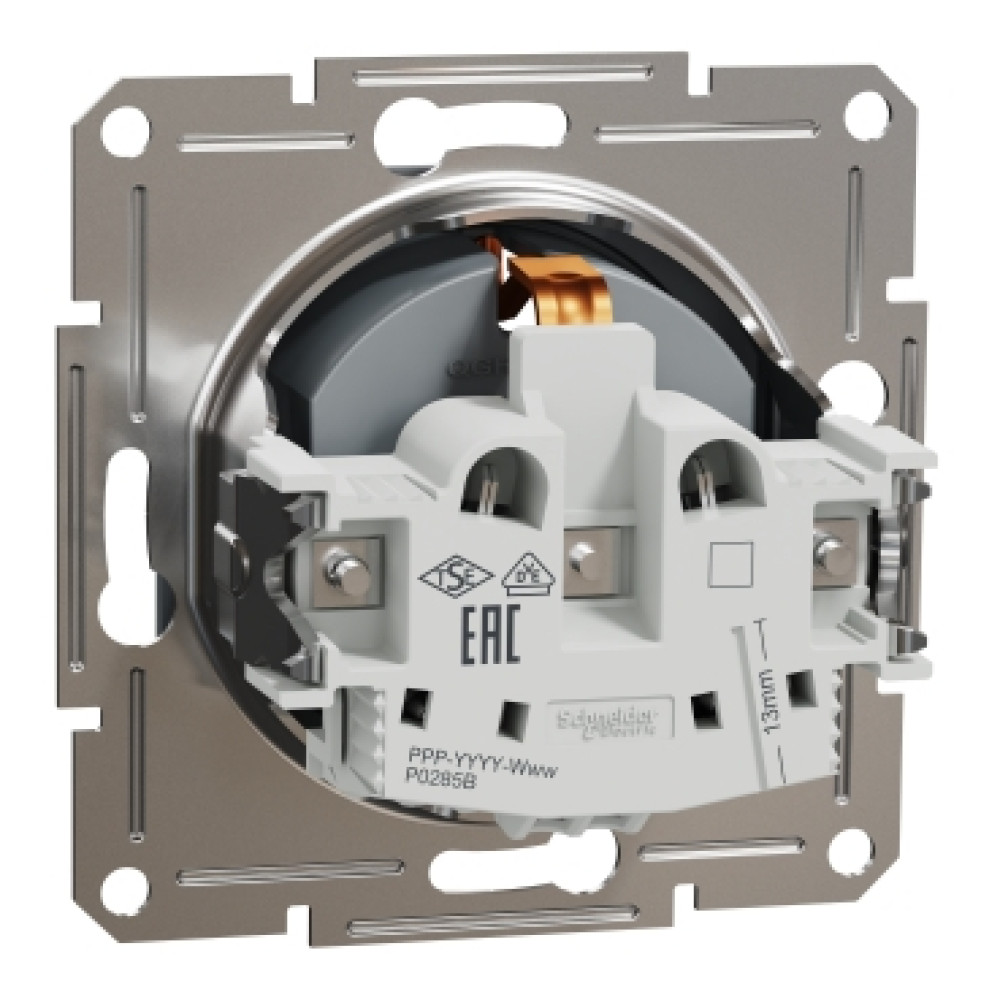 Розетка с заземлением 16А Schneider Electric Asfora Сталь EPH2900162