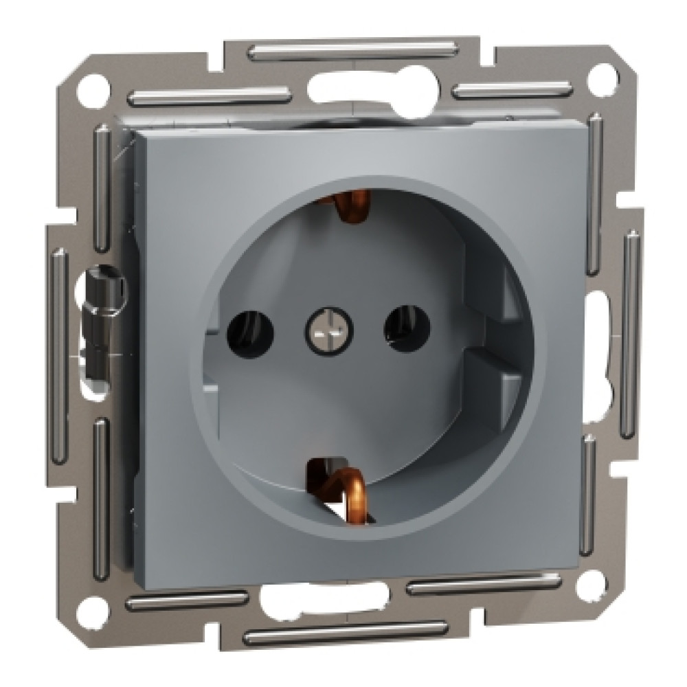 Розетка с заземлением 16А Schneider Electric Asfora Сталь EPH2900162