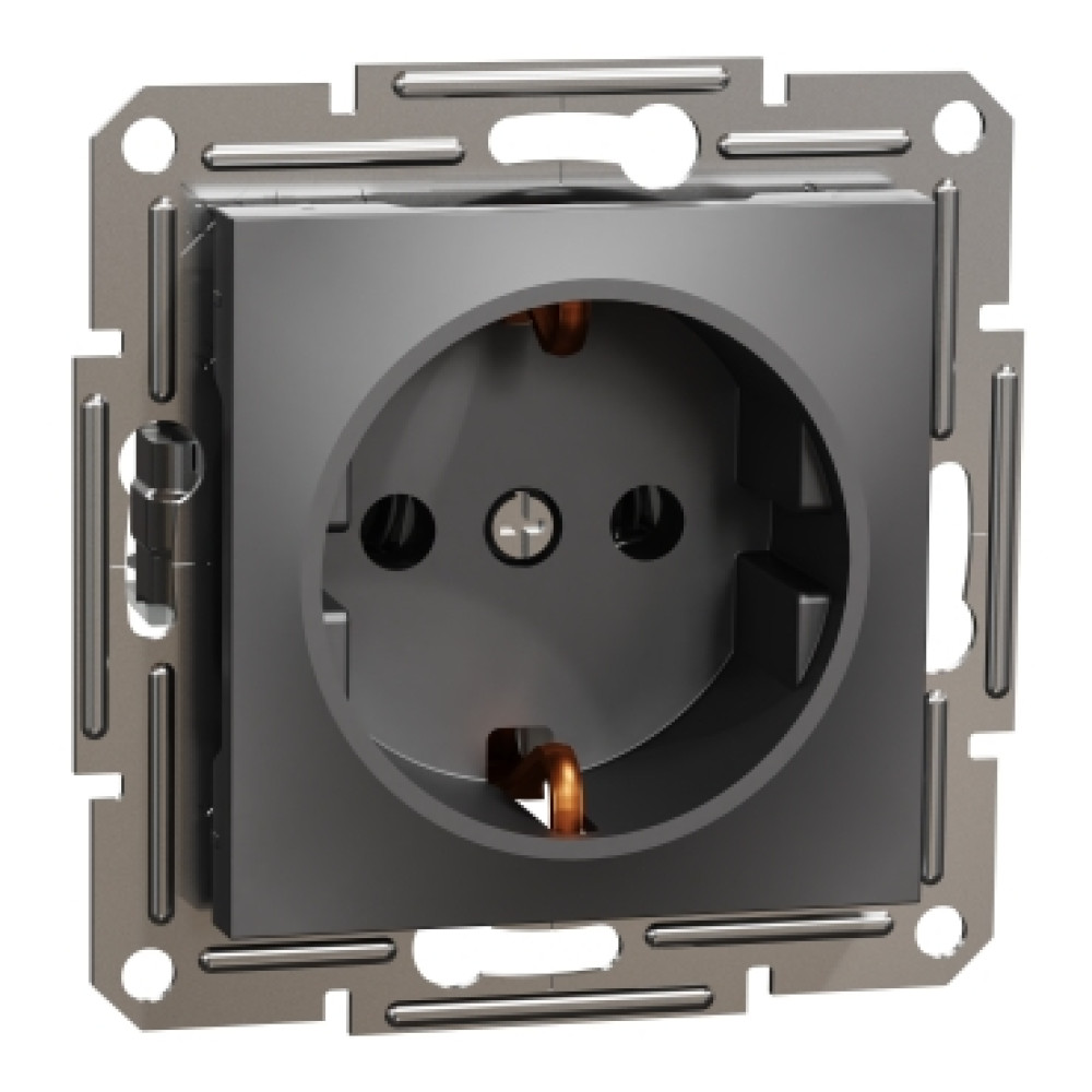 Розетка с заземлением 16А Schneider Electric Asfora Антрацит EPH2900171