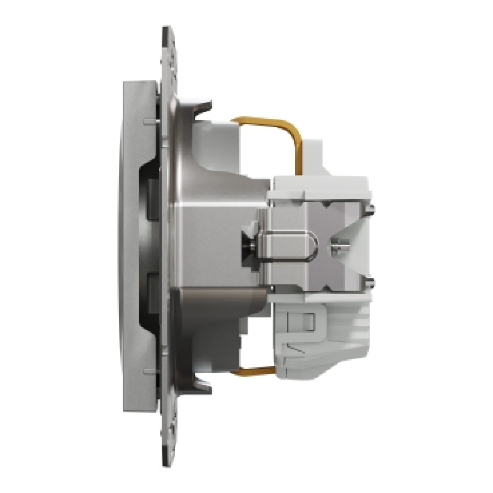 Розетка с заземлением и защитными шторками 16А Schneider Electric Asfora Алюминий EPH2900261