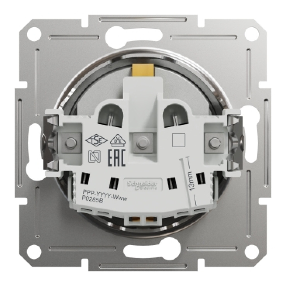 Розетка с заземлением и защитными шторками 16А Schneider Electric Asfora Алюминий EPH2900261