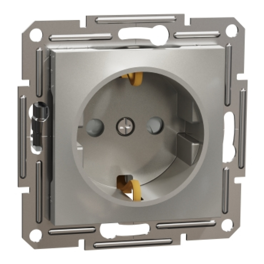 Розетка с заземлением и защитными шторками 16А Schneider Electric Asfora Бронза EPH2900269