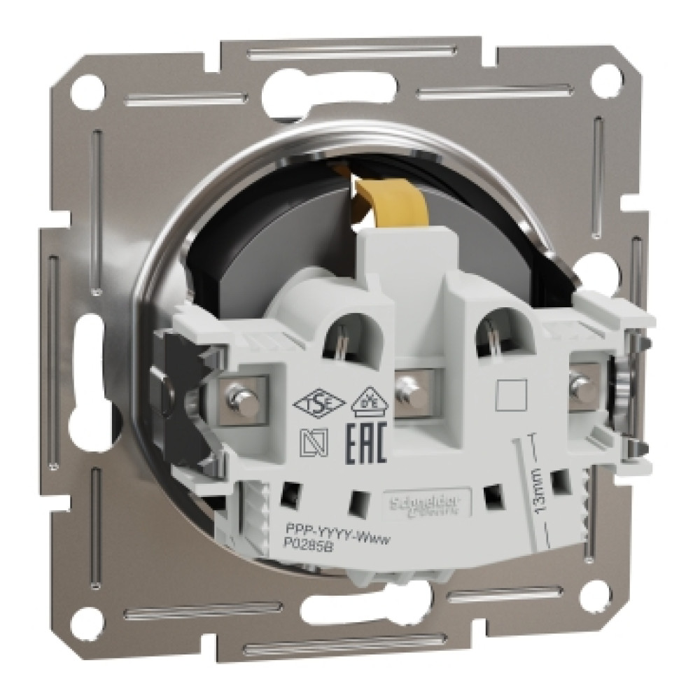 Розетка с заземлением и защитными шторками 16А Schneider Electric Asfora Антрацит EPH2900271