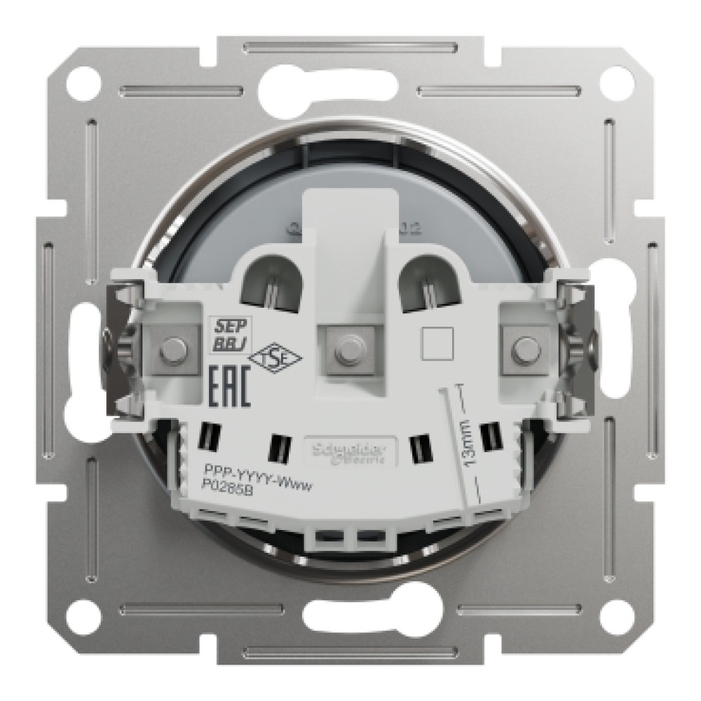 Розетка без заземления 16А Schneider Electric Asfora Сталь EPH3000162