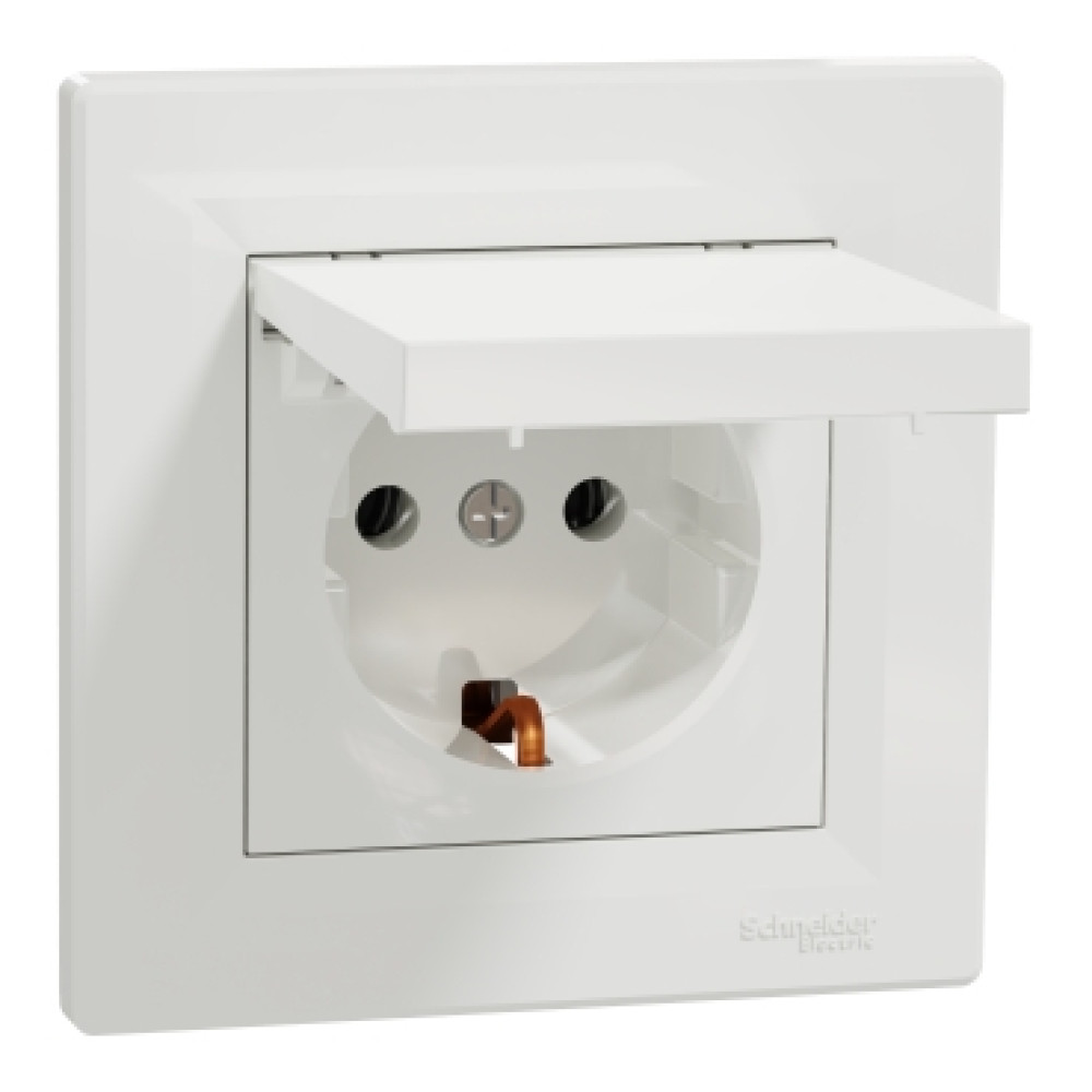 Розетка с крышкой и заземлением 16А Schneider Electric Asfora Белый EPH3100121