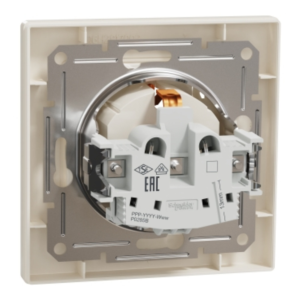 Розетка с крышкой и заземлением 16А Schneider Electric Asfora Слоновая кость EPH3100123