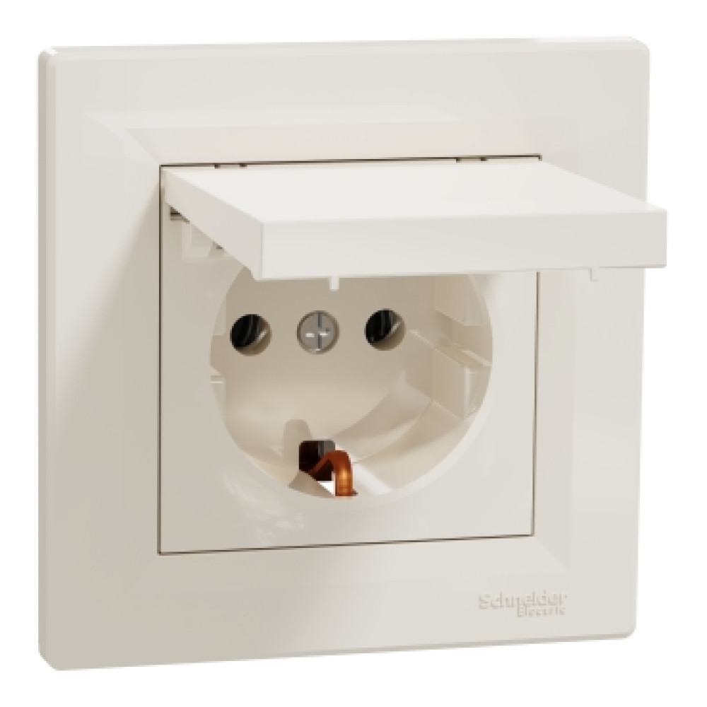 Розетка с крышкой и заземлением 16А Schneider Electric Asfora Слоновая кость EPH3100123