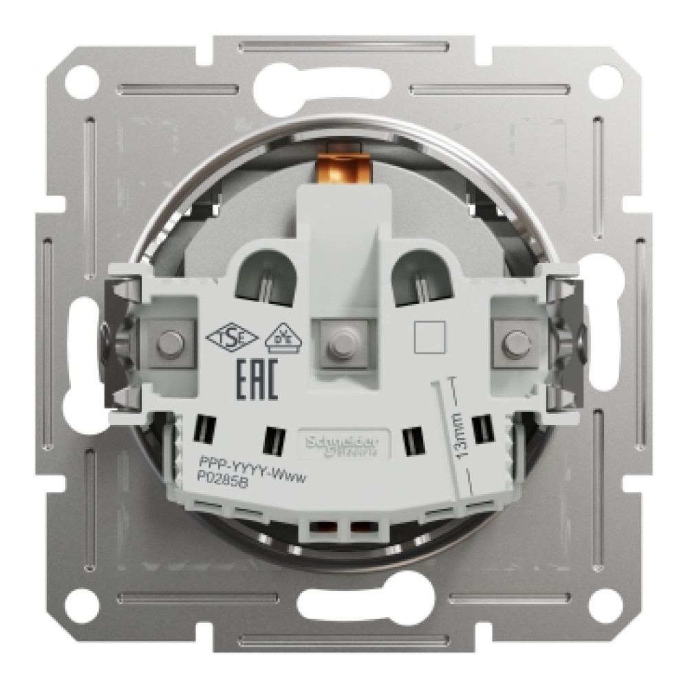 Розетка с крышкой и заземлением 16А Schneider Electric Asfora Алюминий EPH3100161