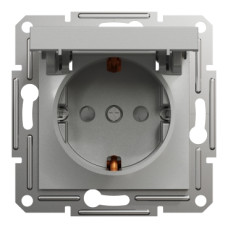Розетка с крышкой и заземлением 16А Schneider Electric Asfora Алюминий EPH3100161