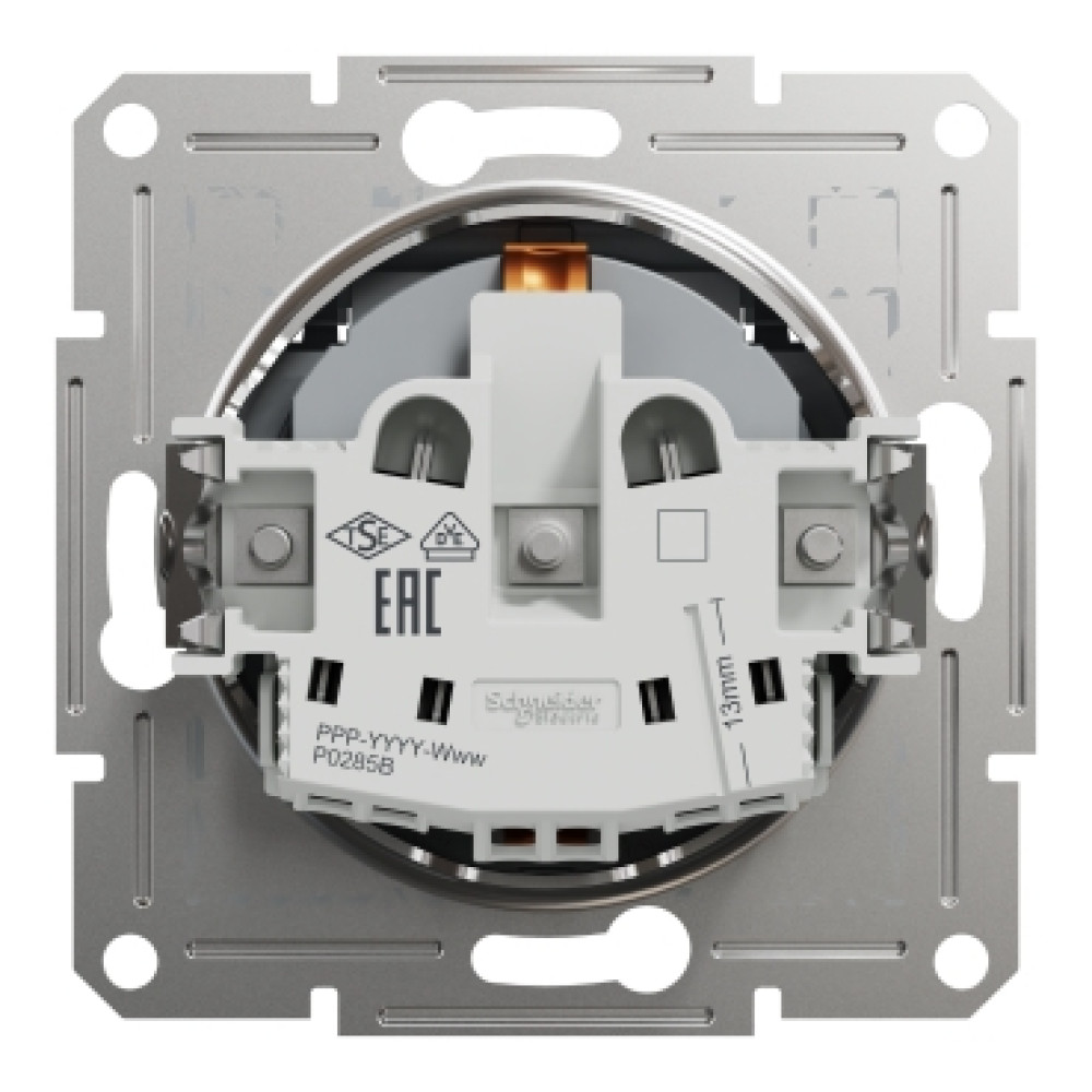 Розетка с заземлением и крышкой 16А Schneider Electric Asfora Сталь EPH3100162