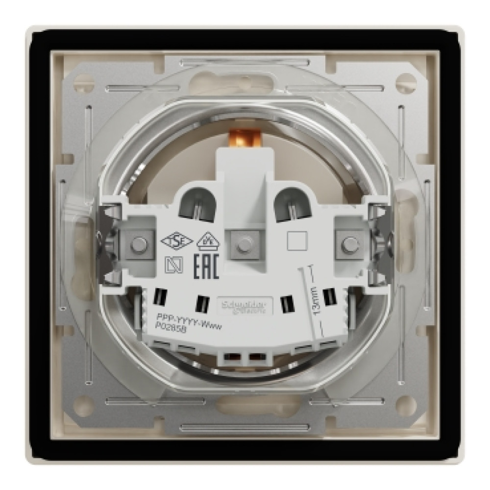 Розетка с заземлением влагозащищенная со шторками и крышкой Schneider Electric Asfora Крем (EPH3100323) (не устанавливается в рамку 2х,3х,4х,5ти,6ти постовую)
