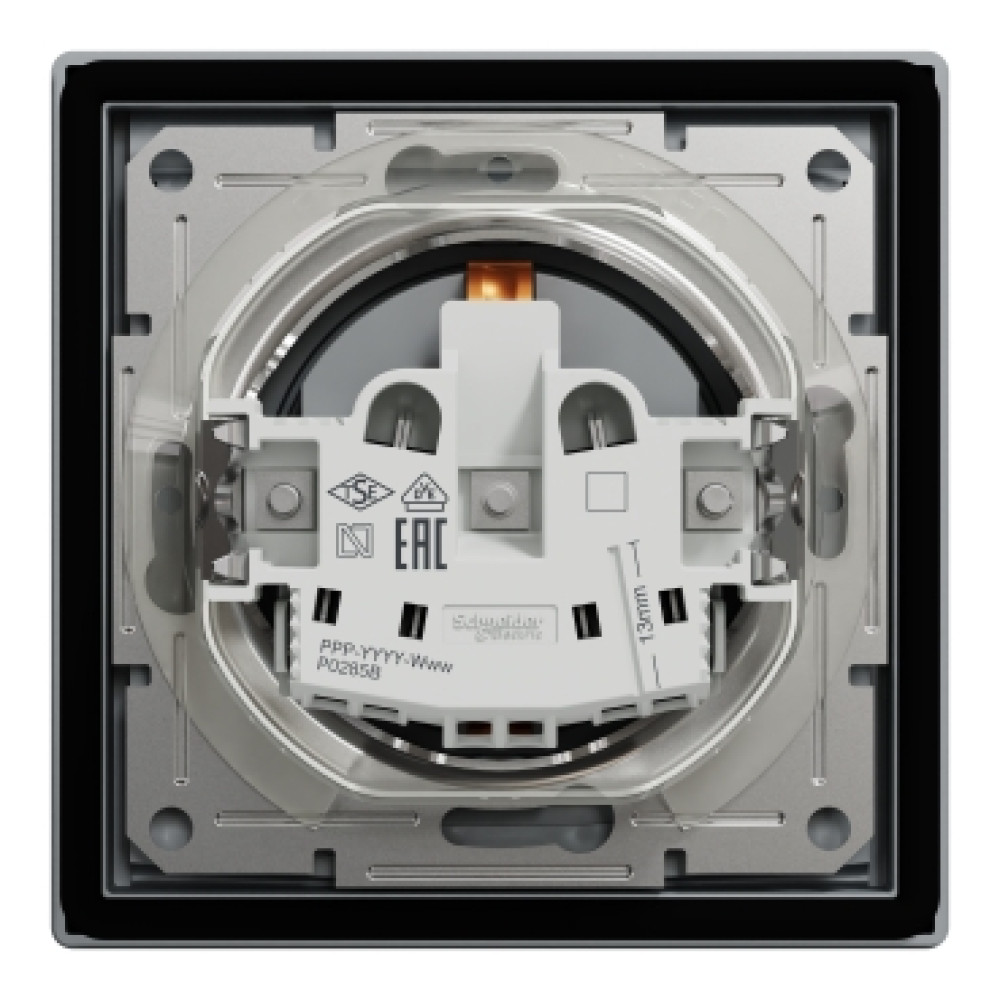 Розетка с заземлением и крышкой IP44 16А Schneider Electric Asfora Сталь EPH3100362