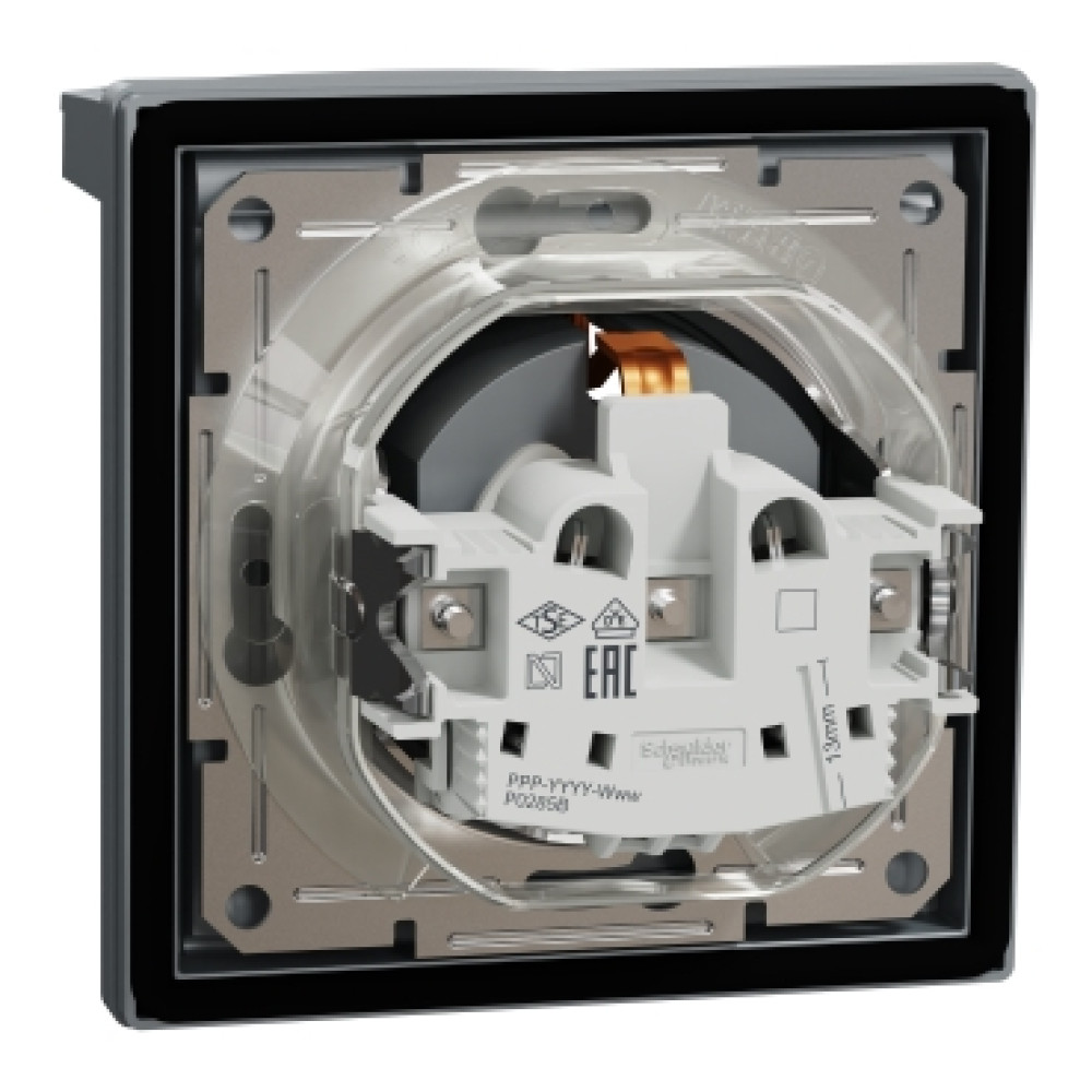 Розетка с заземлением и крышкой IP44 16А Schneider Electric Asfora Сталь EPH3100362