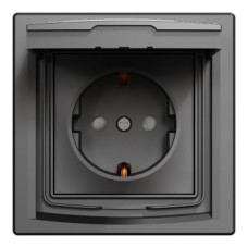 Розетка пылевлагозащищенная с крышкой и заземлением 16А Schneider Electric Asfora IP44 Антрацит EPH3100371