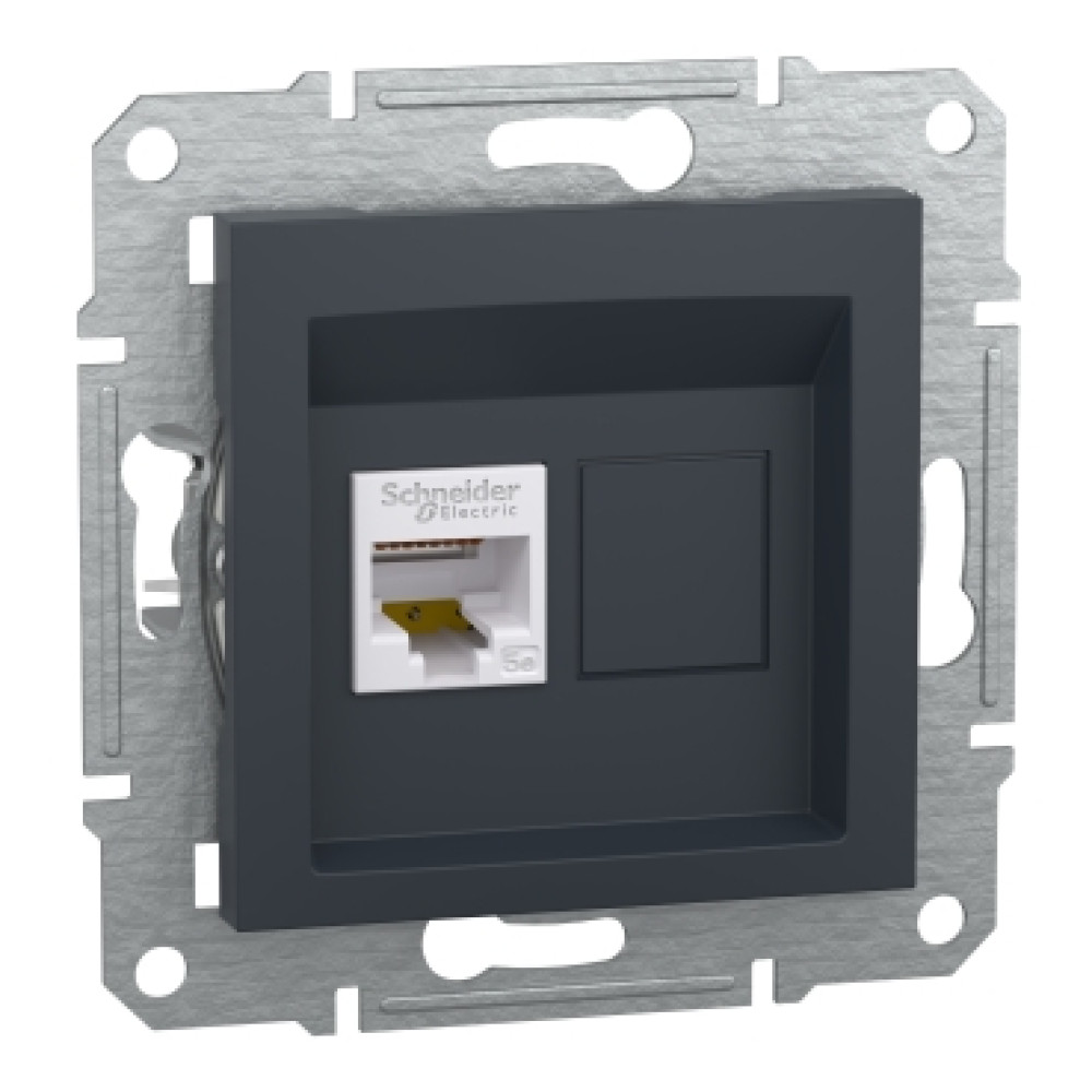 Розетка компьютерная RJ45 cat5e UTP Schneider Electric Asfora Антрацит EPH4300171