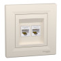 Розетка компьютерная RJ45 cat5e UTP двойная Schneider Electric Asfora Слоновая кость EPH4400123 Розетка компьютерная RJ45 cat5e UTP двойная Schneider Electric Asfora Слоновая кость EPH4400123