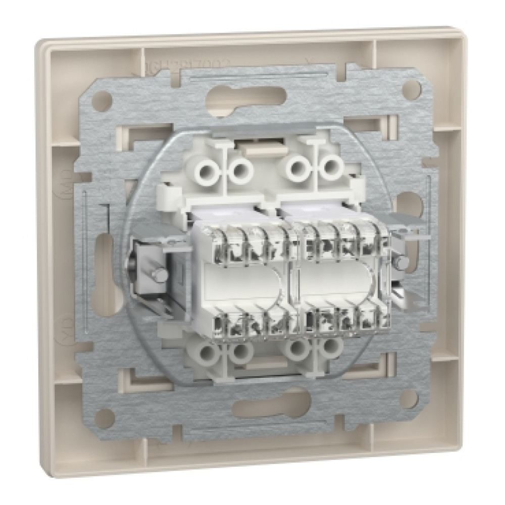 Розетка компьютерная RJ45 cat5e UTP двойная Schneider Electric Asfora Слоновая кость EPH4400123