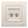 Розетка компьютерная RJ45 cat5e UTP двойная Schneider Electric Asfora Слоновая кость EPH4400123 Розетка компьютерная RJ45 cat5e UTP двойная Schneider Electric Asfora Слоновая кость EPH4400123