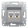 Розетка компьютерная RJ45 cat5 UTP двойная Schneider Electric Asfora Алюминий EPH4400161 Розетка компьютерная RJ45 cat5 UTP двойная Schneider Electric Asfora Алюминий EPH4400161