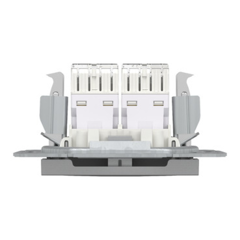 Розетка компьютерная RJ45 cat5 UTP двойная Schneider Electric Asfora Алюминий EPH4400161