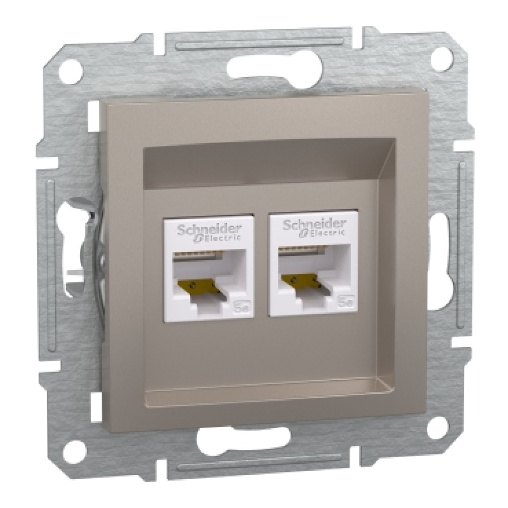 Розетка компьютерная RJ45 cat5e UTP двойная Schneider Electric Asfora Бронза EPH4400169