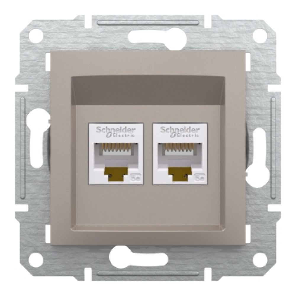 Розетка компьютерная RJ45 cat5e UTP двойная Schneider Electric Asfora Бронза EPH4400169