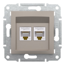 Розетка компьютерная RJ45 cat5e UTP двойная Schneider Electric Asfora Бронза EPH4400169