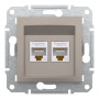 Розетка компьютерная RJ45 cat5e UTP двойная Schneider Electric Asfora Бронза EPH4400169 Розетка компьютерная RJ45 cat5e UTP двойная Schneider Electric Asfora Бронза EPH4400169