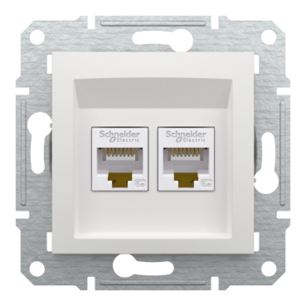 Розетка компьютерная RJ45 cat5e UTP двойная Schneider Electric Asfora Белый EPH4470121 (без рамки)