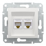 Розетка компьютерная RJ45 cat5e UTP двойная Schneider Electric Asfora Белый EPH4470121 (без рамки) Розетка компьютерная RJ45 cat5e UTP двойная Schneider Electric Asfora Белый EPH4470121 (без рамки)