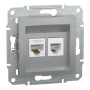 Розетка компьютерная RJ45 cat5e UTP + телефонная RJ11 Schneider Electric Asfora Алюминий EPH4900161