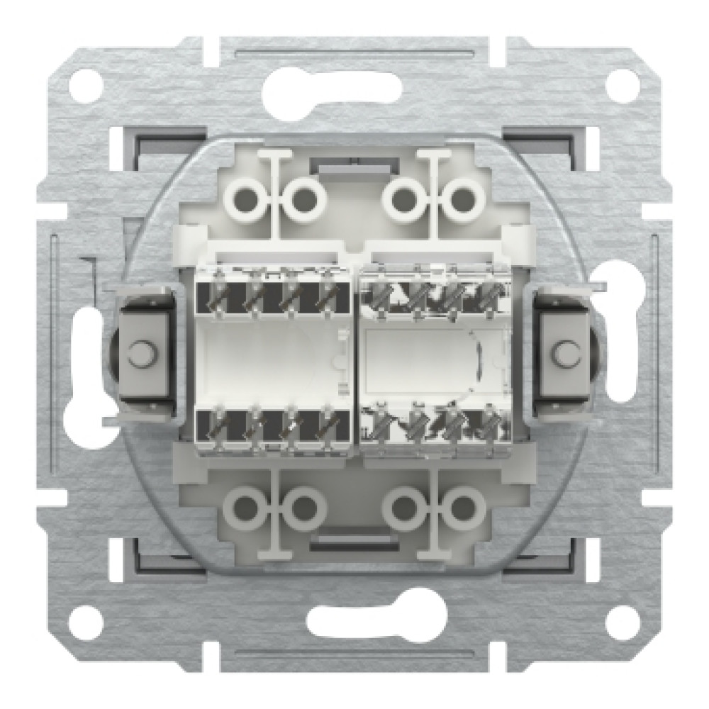 Розетка компьютерная RJ45 cat5e UTP + телефонная RJ11 Schneider Electric Asfora Алюминий EPH4900161