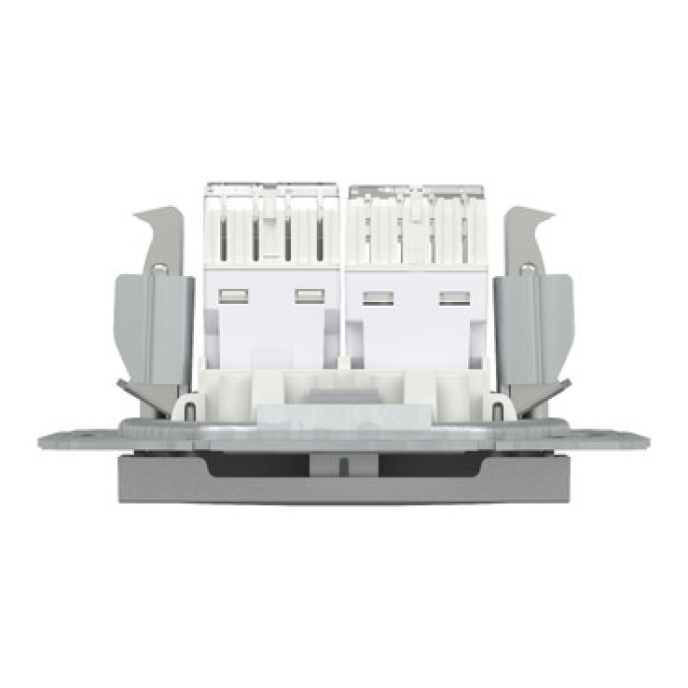 Розетка компьютерная RJ45 cat5e UTP + телефонная RJ11 Schneider Electric Asfora Алюминий EPH4900161