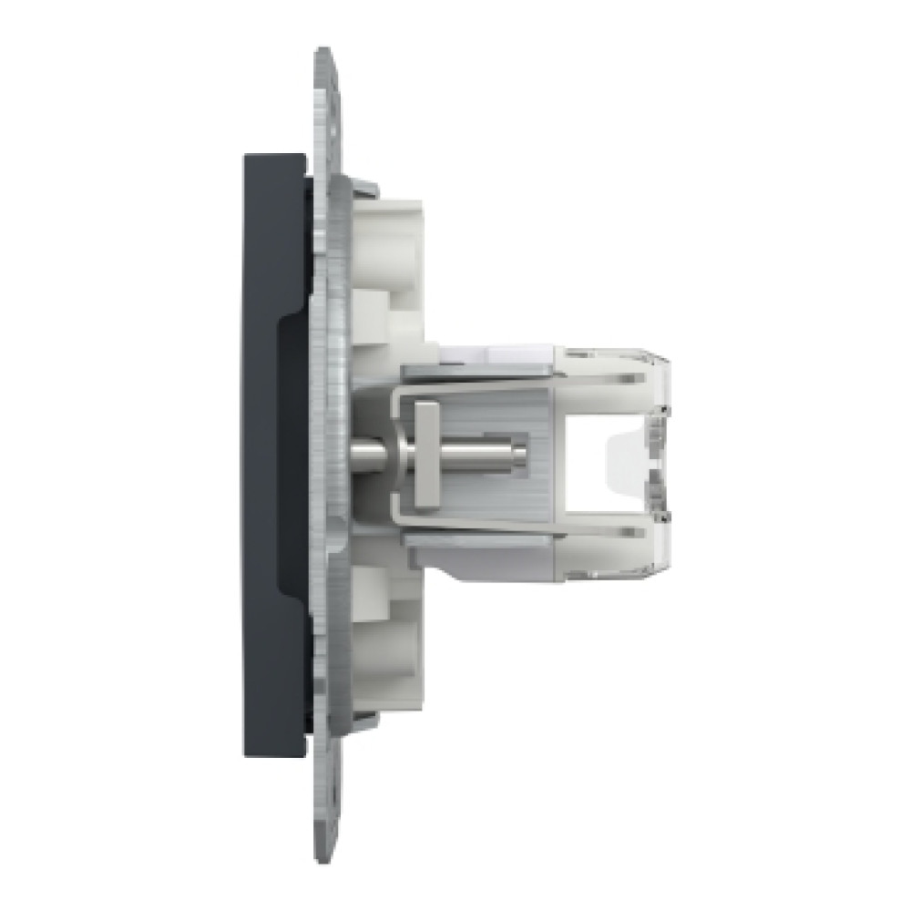 Розетка компьютерная RJ45 cat5e UTP + телефонная RJ11 Schneider Electric Asfora Антрацит EPH4900171